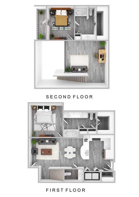 Floor plan for 2 beds, 2.5 baths, 1421 sqft
