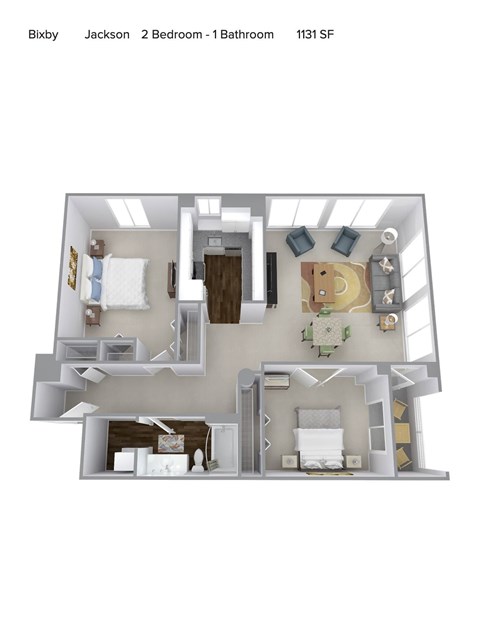 Floor plan for 2 beds, 1 bath, 1165 sqft
