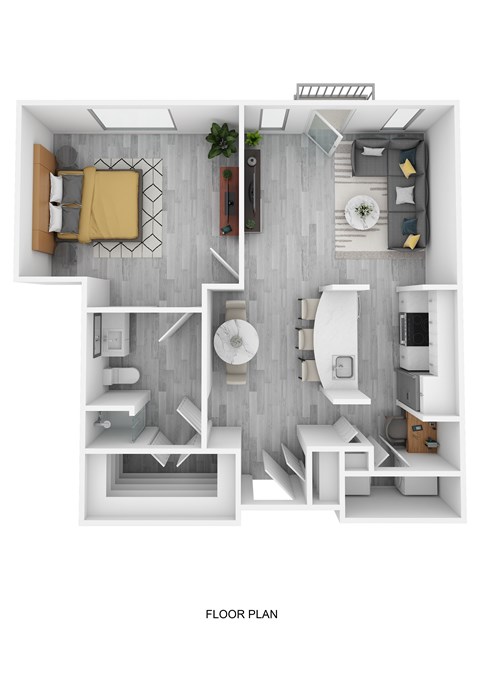 Floor plan for 1 bed, 1 bath, 821 sqft