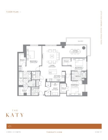 Floor plan for 3 beds, 3 baths, 2190 sqft