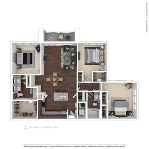 Floor plan for 3 beds, 2 baths, 1546 sqft