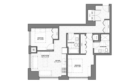 Floor plan for 2 beds, 2 baths, 930 sqft