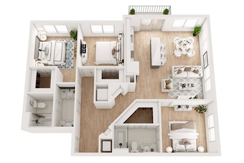 Floor plan for 3 beds, 2 baths, 1583 sqft