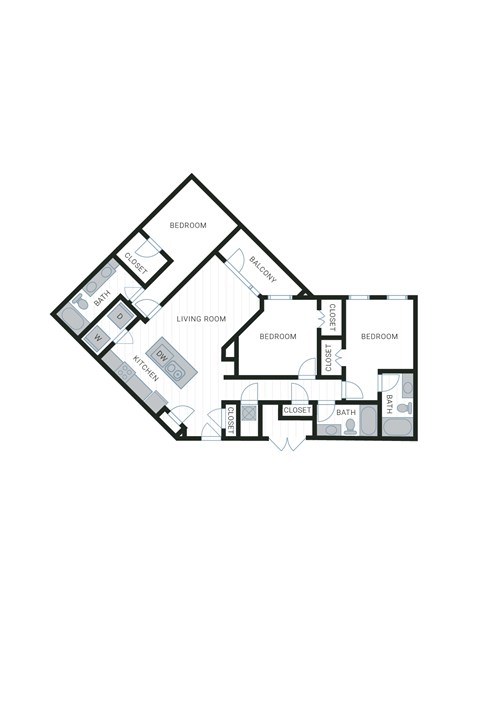 Floor plan for 3 beds, 3 baths, 1569 sqft