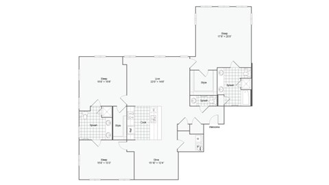 Floor plan for 3 beds, 2.5 baths, 2041 sqft