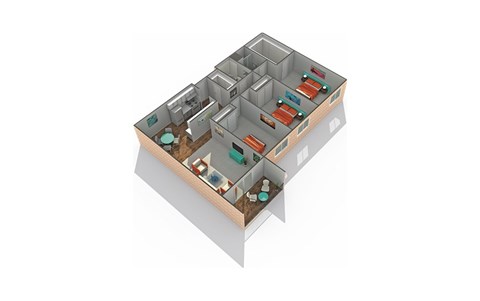 Floor plan for 3 beds, 2 baths, 1313 sqft