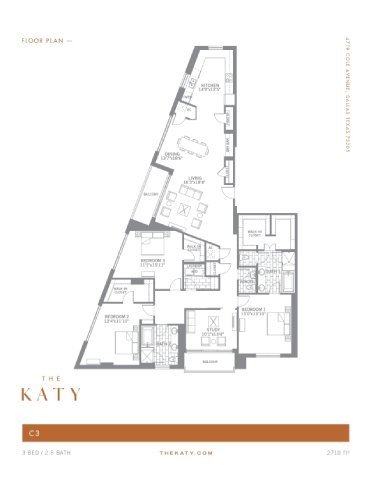 Floor plan for 3 beds, 3 baths, 2710 sqft