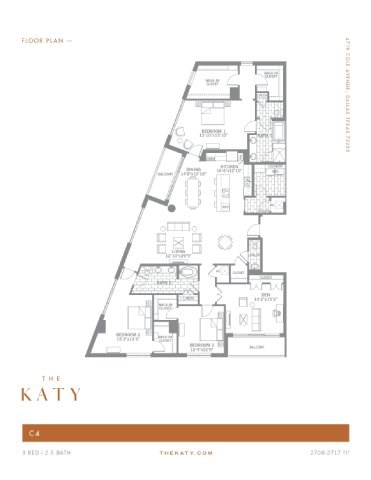 Floor plan for 3 beds, 3 baths, 2708 sqft