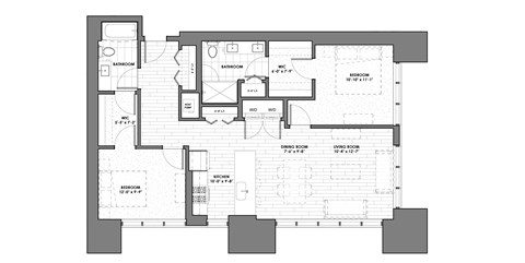 Floor plan for 2 beds, 2 baths, 1130 sqft