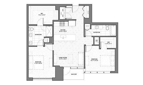 Floor plan for 2 beds, 2 baths, 1190 sqft