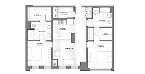 Floor plan for 2 beds, 2 baths, 1190 sqft