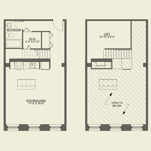 Floor plan for studio, 1 bath, 549 sqft