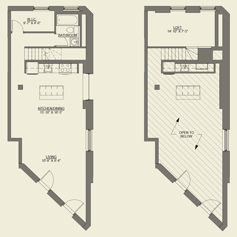 Floor plan for studio, 1 bath, 758 sqft