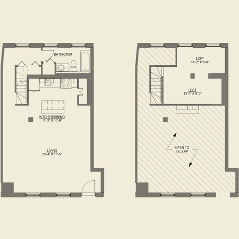 Floor plan for studio, 1 bath, 782 sqft