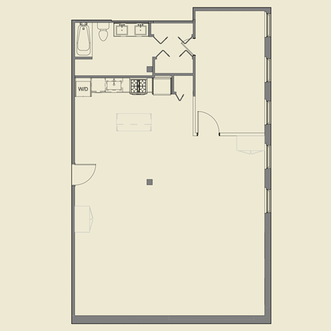 Floor plan for 1 bed, 1 bath, 1271 sqft