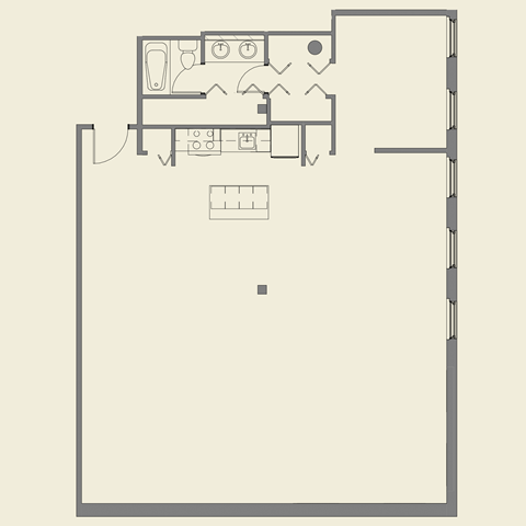 Floor plan for 1 bed, 1 bath, 1502 sqft