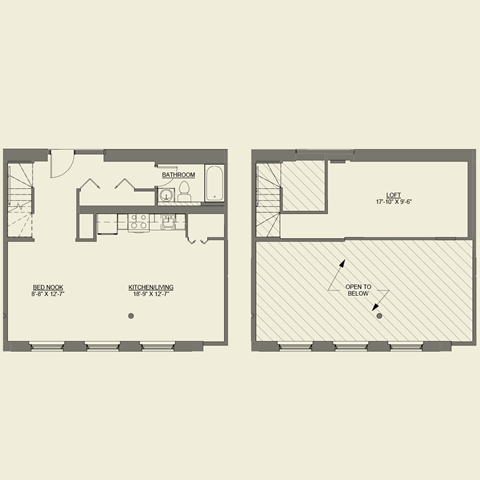 Floor plan for studio, 1 bath, 726 sqft