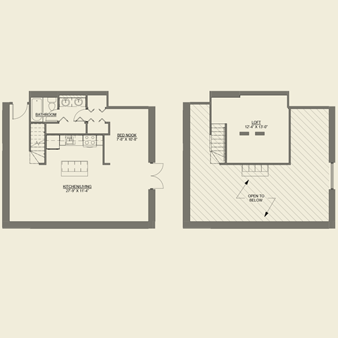 Floor plan for studio, 1 bath, 761 sqft