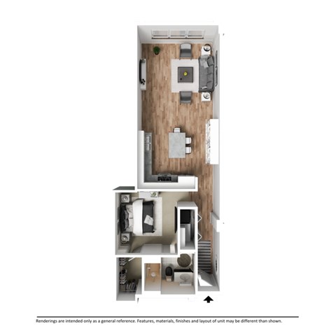Floor plan for studio, 1 bath, 760 sqft