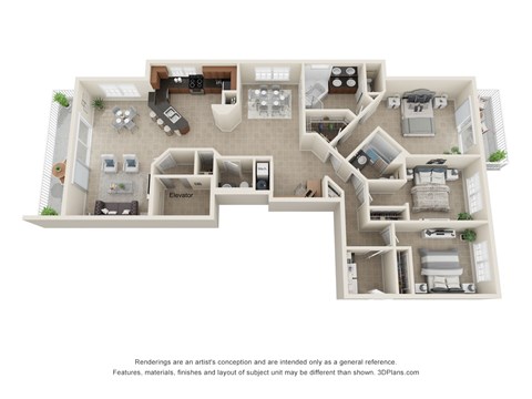 Floor plan for 3 beds, 2.5 baths, 1772 sqft