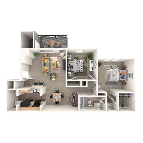 Floor plan for 2 beds, 1 bath, 853 sqft