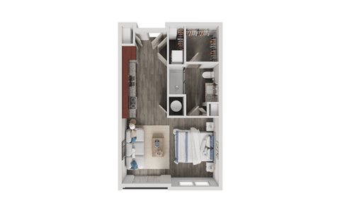 Floor plan for studio, 1 bath, 560 sqft