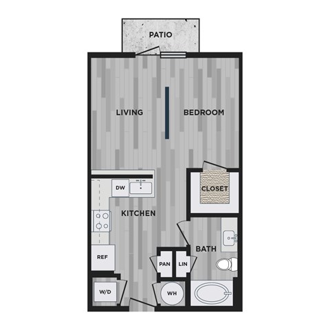 Floor plan for studio, 1 bath, 540 sqft