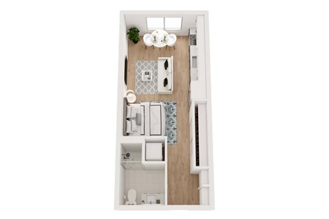 Floor plan for studio, 1 bath, 450 sqft