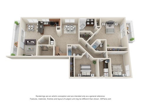 Floor plan for 3 beds, 3 baths, 1860 sqft