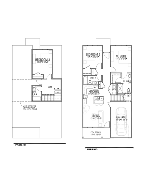 Floor plan for 3 beds, 3 baths, 1421 sqft