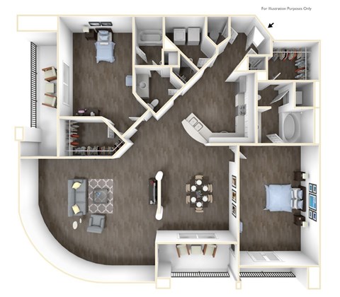 Floor plan for 2 beds, 2 baths, 1545 sqft
