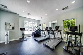 Salem apartment for rent - A gym with treadmills, elliptical machines, and a television.