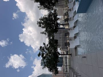 Dallas apartment for rent - A tree is in front of a building with a blue sky and clouds in the background.