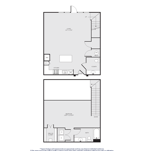 Floor plan for 1 bed, 1 bath, 1178 sqft