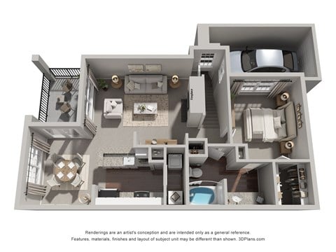 Floor plan for 1 bed, 1 bath, 816 sqft