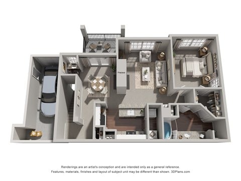 Floor plan for 1 bed, 1 bath, 846 sqft