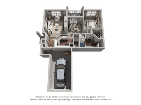 Floor plan for 1 bed, 1 bath, 871 sqft