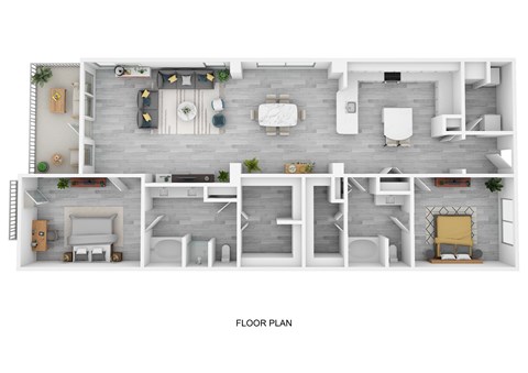Floor plan for 2 beds, 2 baths, 1503 sqft