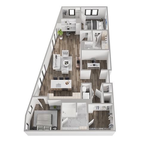 Floor plan for 2 beds, 2 baths, 1418 sqft