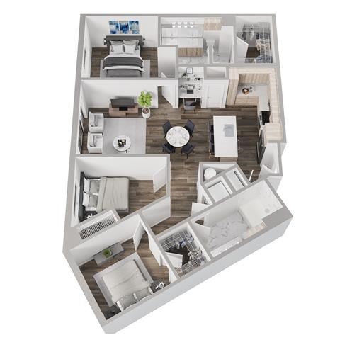 Floor plan for 3 beds, 2 baths, 1399 sqft