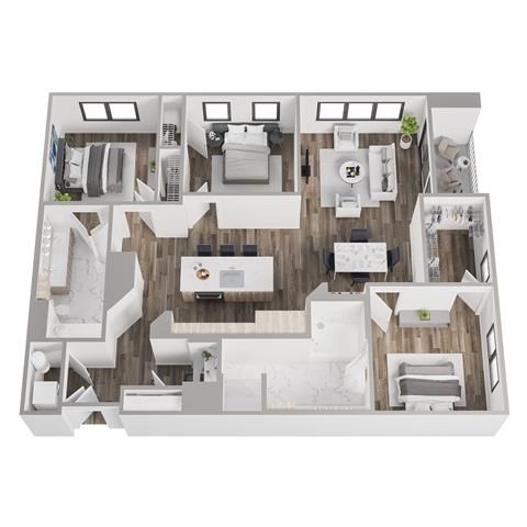 Floor plan for 3 beds, 2 baths, 1470 sqft