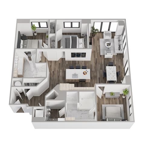 Floor plan for 3 beds, 2 baths, 1426 sqft