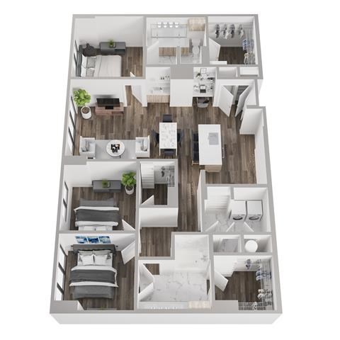 Floor plan for 3 beds, 2 baths, 1602 sqft