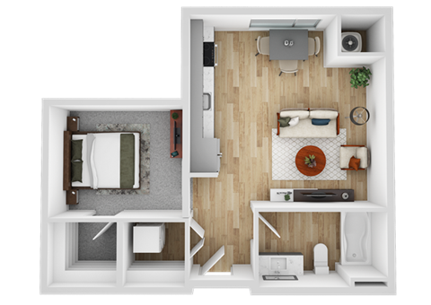 Floor plan for 1 bed, 1 bath, 550 sqft