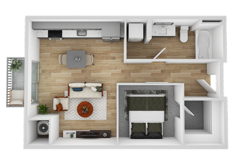 Floor plan for 1 bed, 1 bath, 546 sqft