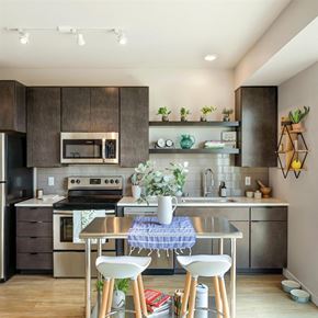 Minneapolis apartment for rent - a kitchen with a table and chairs