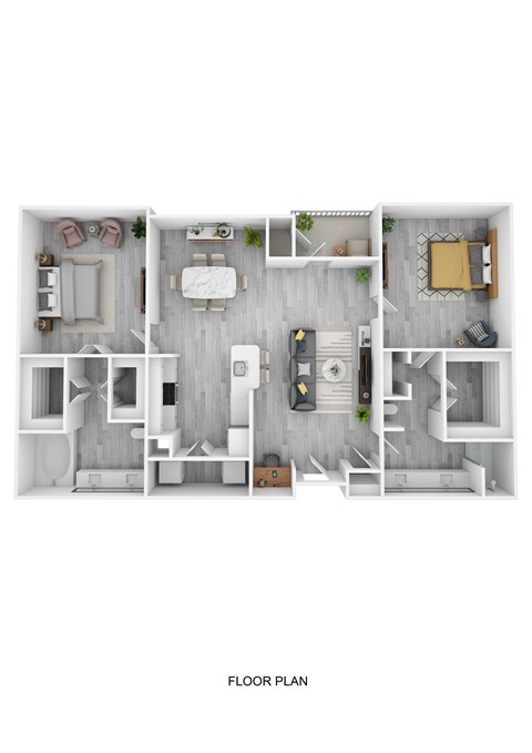 Floor plan for 2 beds, 2 baths, 1224 sqft