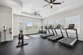 Midlothian apartment for rent - A gym with treadmills, elliptical machines, and a fire extinguisher.