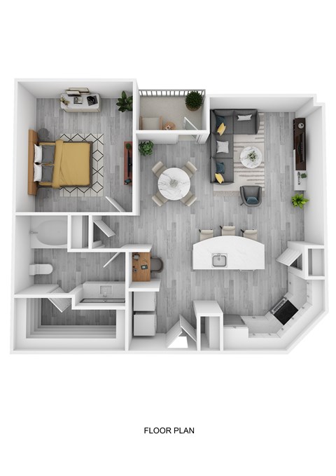 Floor plan for 1 bed, 1 bath, 824 sqft