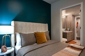 Arlington apartment for rent - a bedroom with a bed and a bathroom